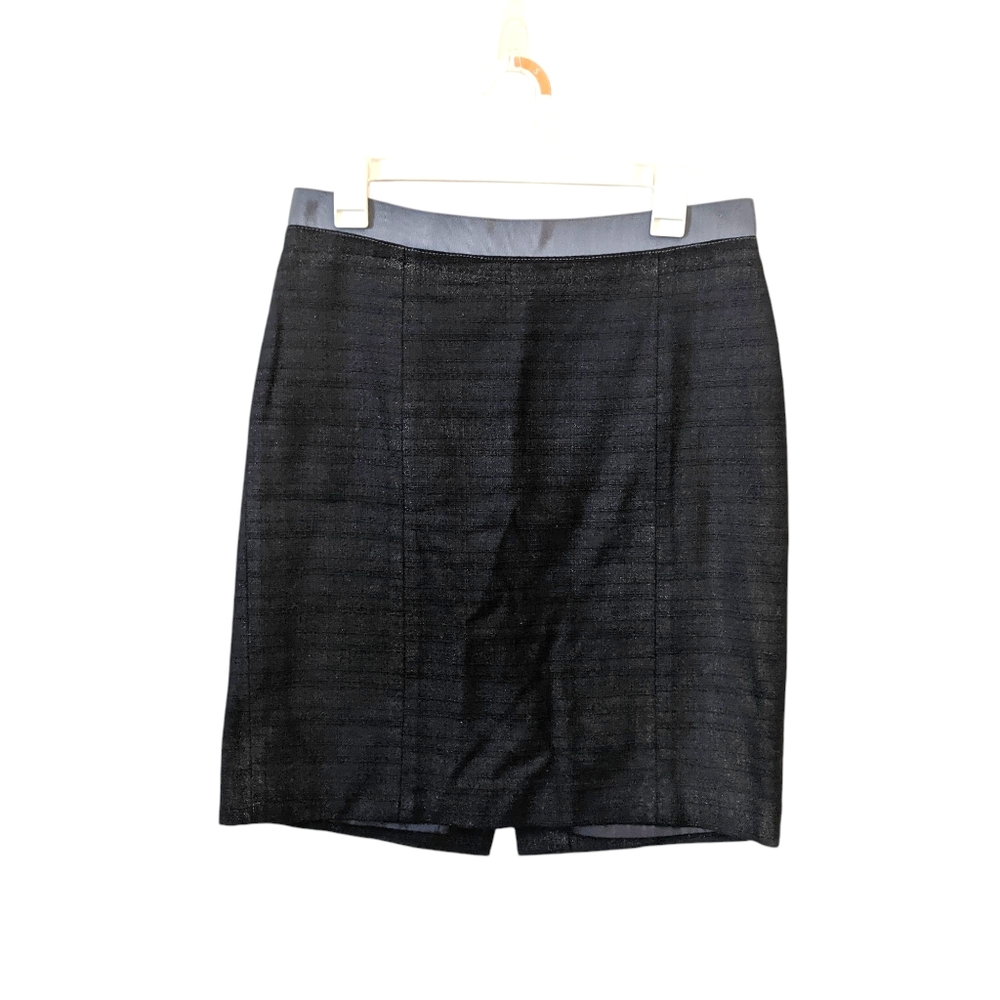 Loft Metallic Black Pencil Skirt Size 8